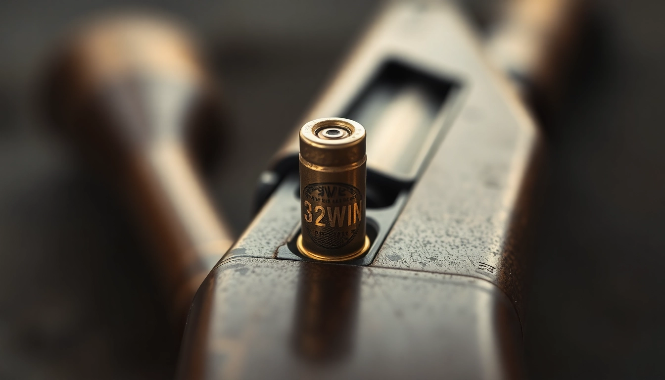 Detailed shot of a 32WIN cartridge in a vintage rifle, highlighting firearm accuracy and historical appeal for gun enthusiasts.