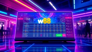 The w88 online betting platform showcases a vibrant digital sportsbook interface with live odds and modern design, inviting users to bet securely.