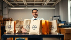 Wyjątkowe torebki papierowe Lublin z nadrukiem, idealne do pakowania produktów i promocji marki.