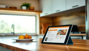 Save recipes my way with an organized digital app shown on a tablet in a stylish kitchen setting.