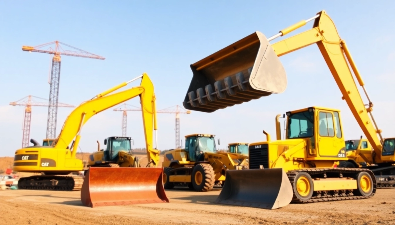 Construction equipment rental: Heavy machinery in use on a busy construction site for efficient project progress