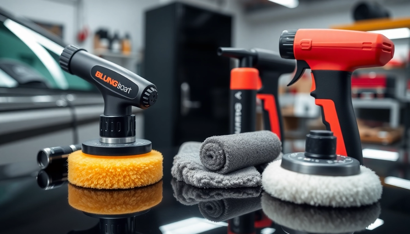 Effective Blung cleaning tools being used to polish a boat and camper for superior shine and
