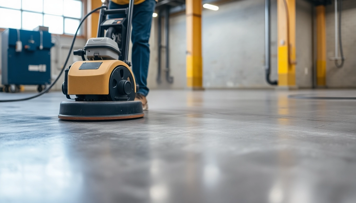 Professional workers performing concrete grinding in Birmingham to achieve a smooth, durable surface